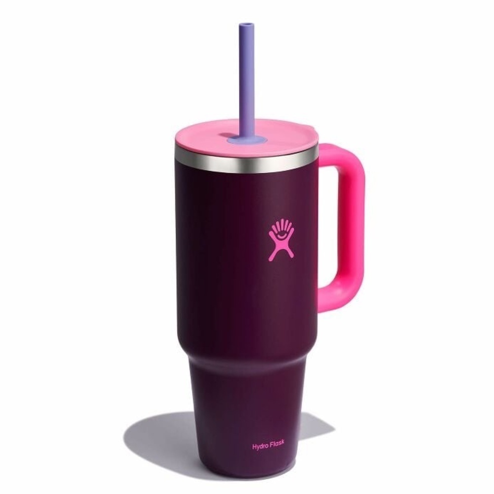 NWT Hydro Flask Limited Edition Plum Colored Bottle with Pink Handle. Minor dent